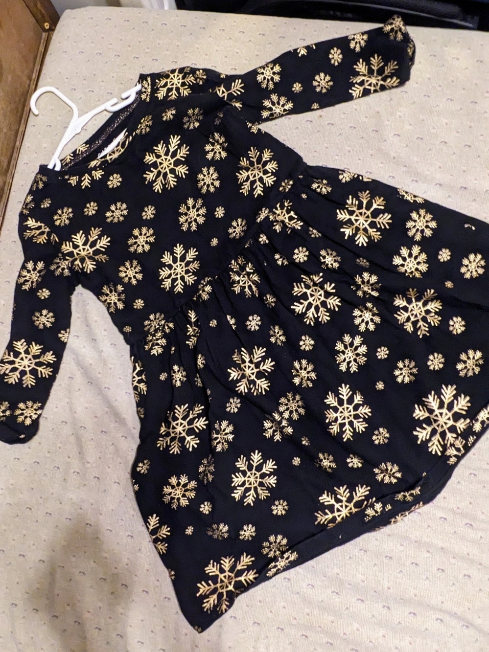 Cat & Jack Black Dress with Gold Snowflake Print